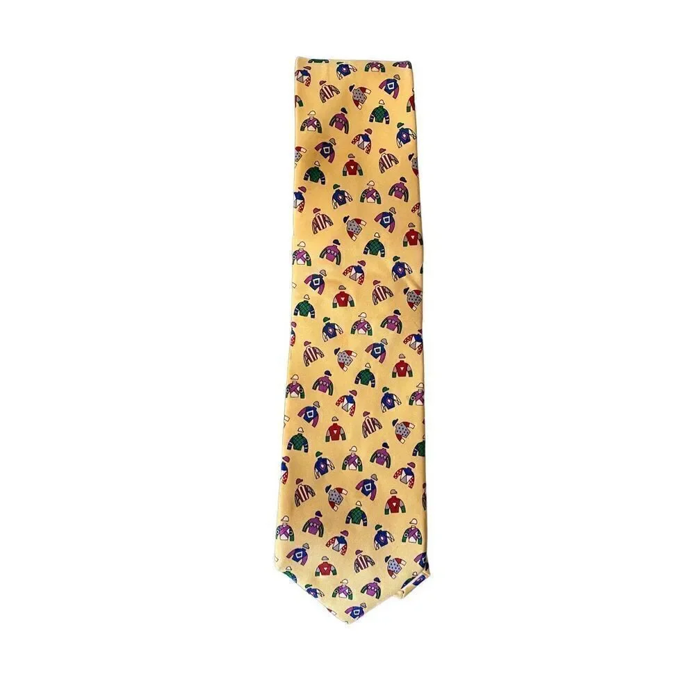Alynn neckwear racing colors, novelty, Jackie yellow tie, 100% silk
